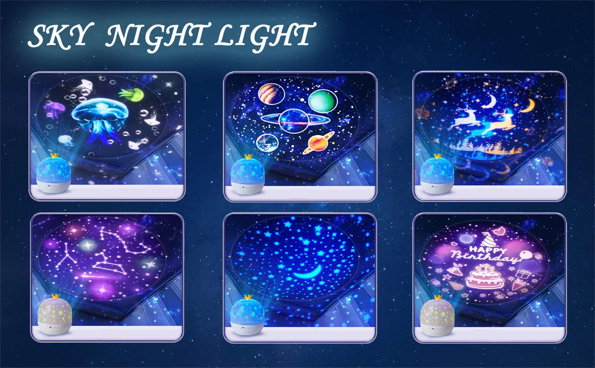 Projecteur Créatif Fantaisie 360 ° Rotatif 15 types de projecteur diapositives galaxie étoilée projecteur LED veilleuse enfants cadeau d'anniversaire