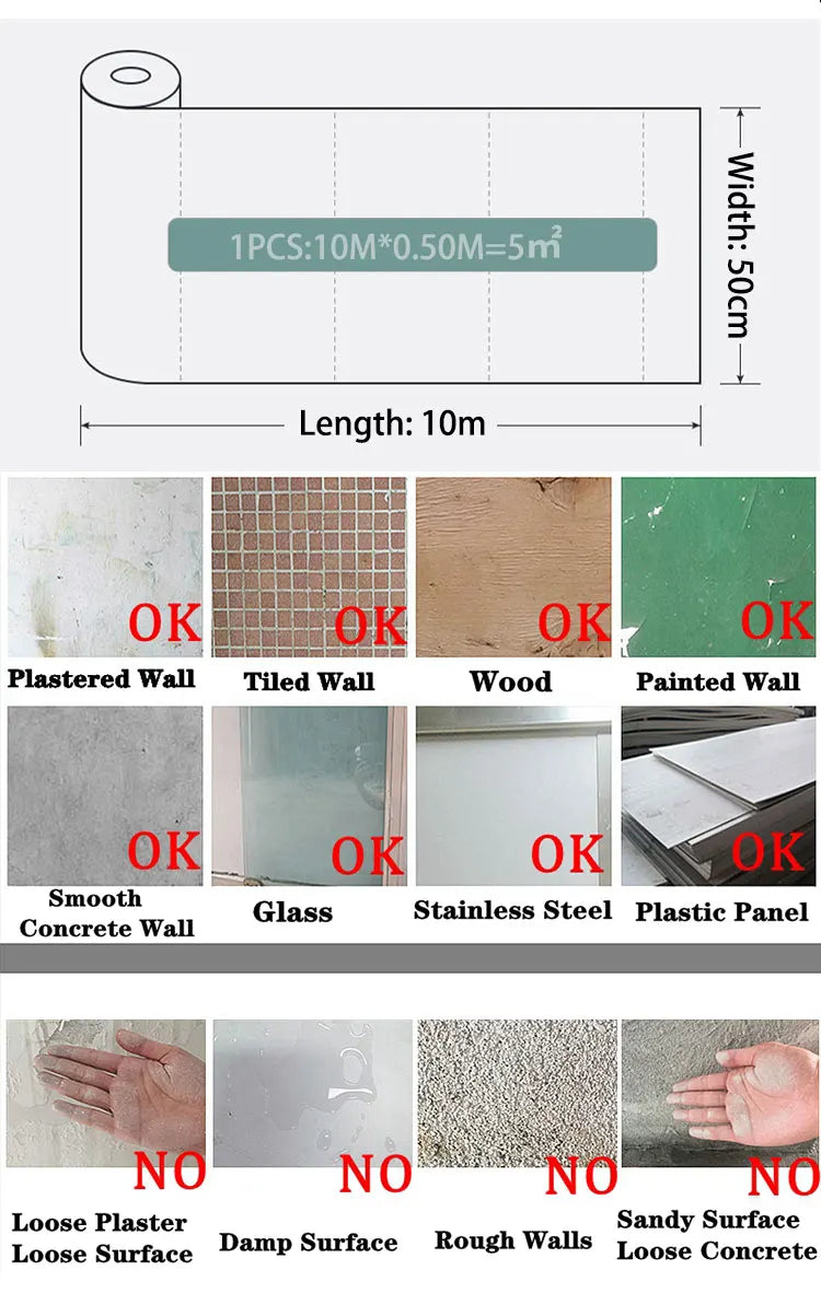 50cmX2.8M/10m lin 3D mousse auto-adhésive couleur unie PVC épaissi imperméable fond mur rénovation papier peint autocollant mural