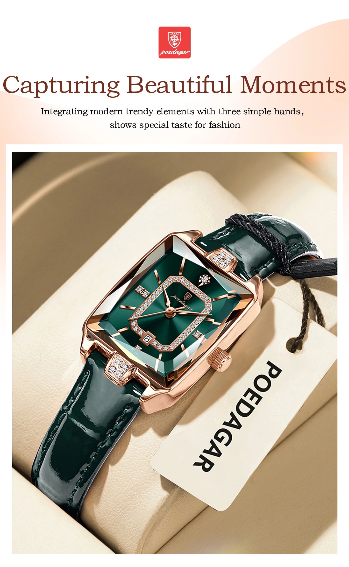 POEDAGAR Original luxe femmes montre-bracelet étanche en cuir Date femme montre élégante de haute qualité Quartz femmes montres Reloj