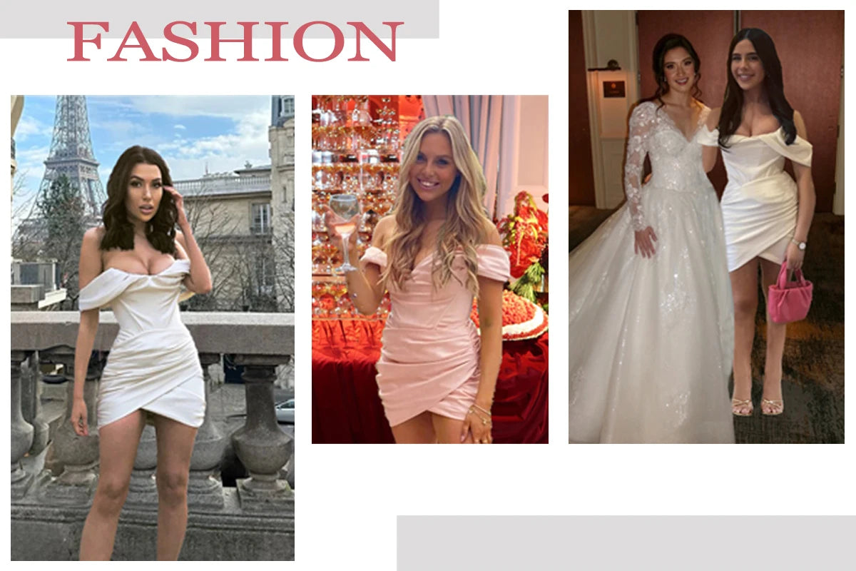 Suninheart Robe Longue Blanche Épaules Dénudées pour Événements - Robe de Soirée Rouge Manches Longues en Dentelle Élégante 2025 - Robe de Mariage Luxueuse, Robe de Bal pour Femmes