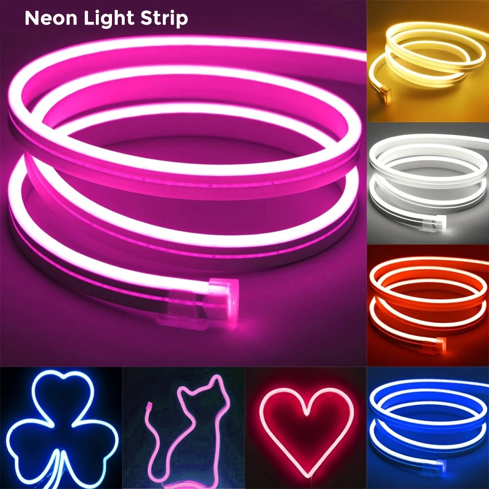Bandeau néon LED flexible multicolore pour décoration intérieure et extérieure, effet lumière vive et design moderne