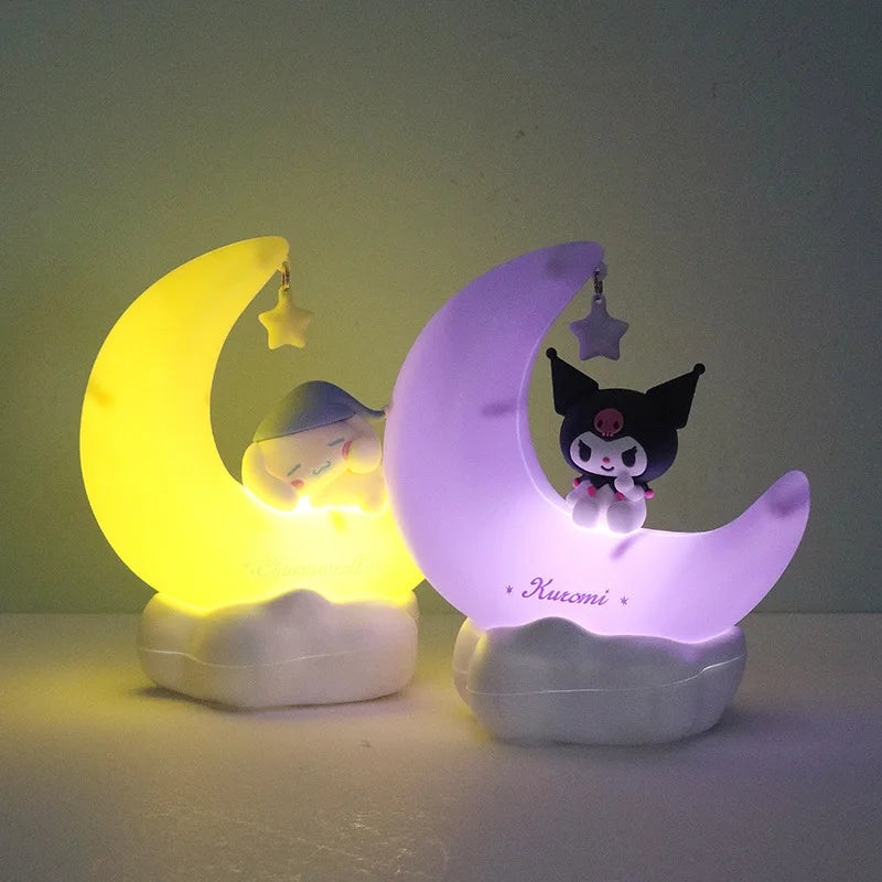Lampe veilleuse lune Cinnamoroll et Kuromi, lumière douce pour chambre enfant, design mignon et coloré