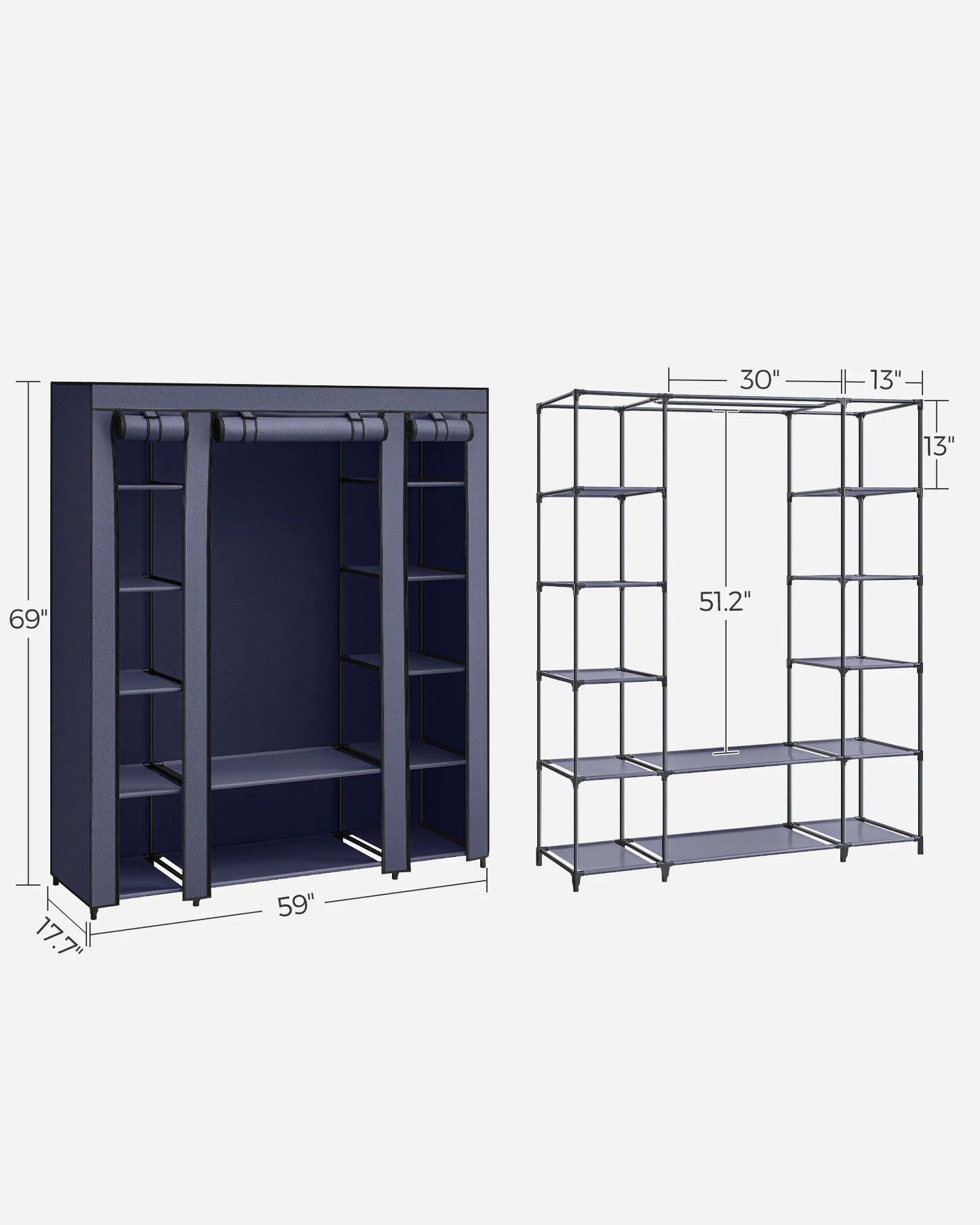 Bly GMICS-armoire de Cisco, penderie portable pour chambre à coucher, rail à vêtements avec housse en tissu non tissé, évaluation du stockage des vêtements