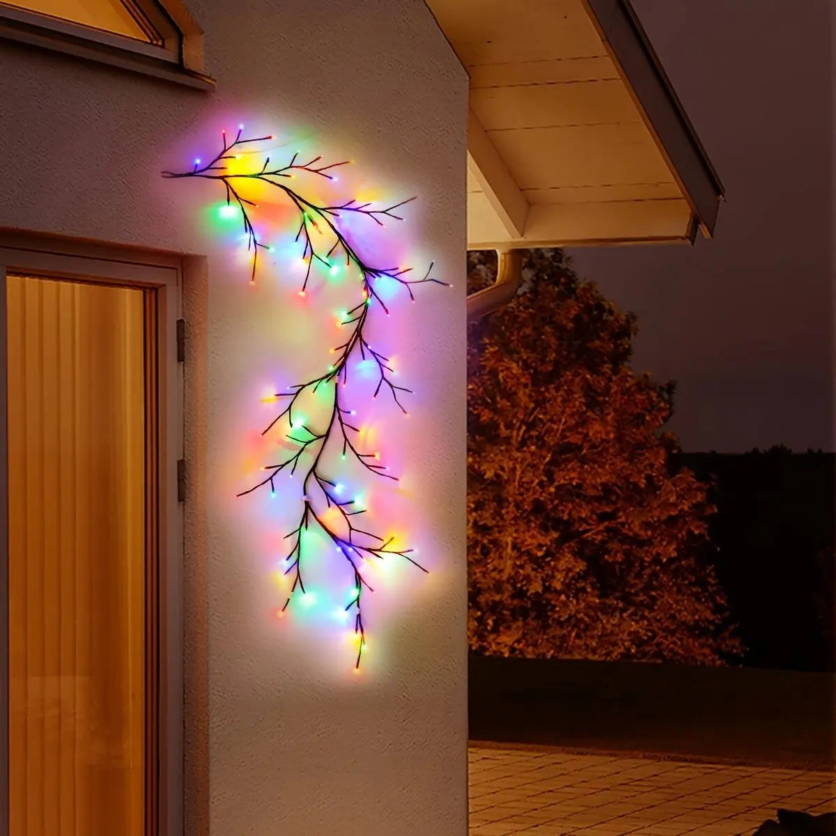 1PC 96LED s lumières de vigne de saule solaire, bricolage extérieur étanche chaîne lumières, lampes murales pour jardin, porche, magasin, terrasse, décor de voie