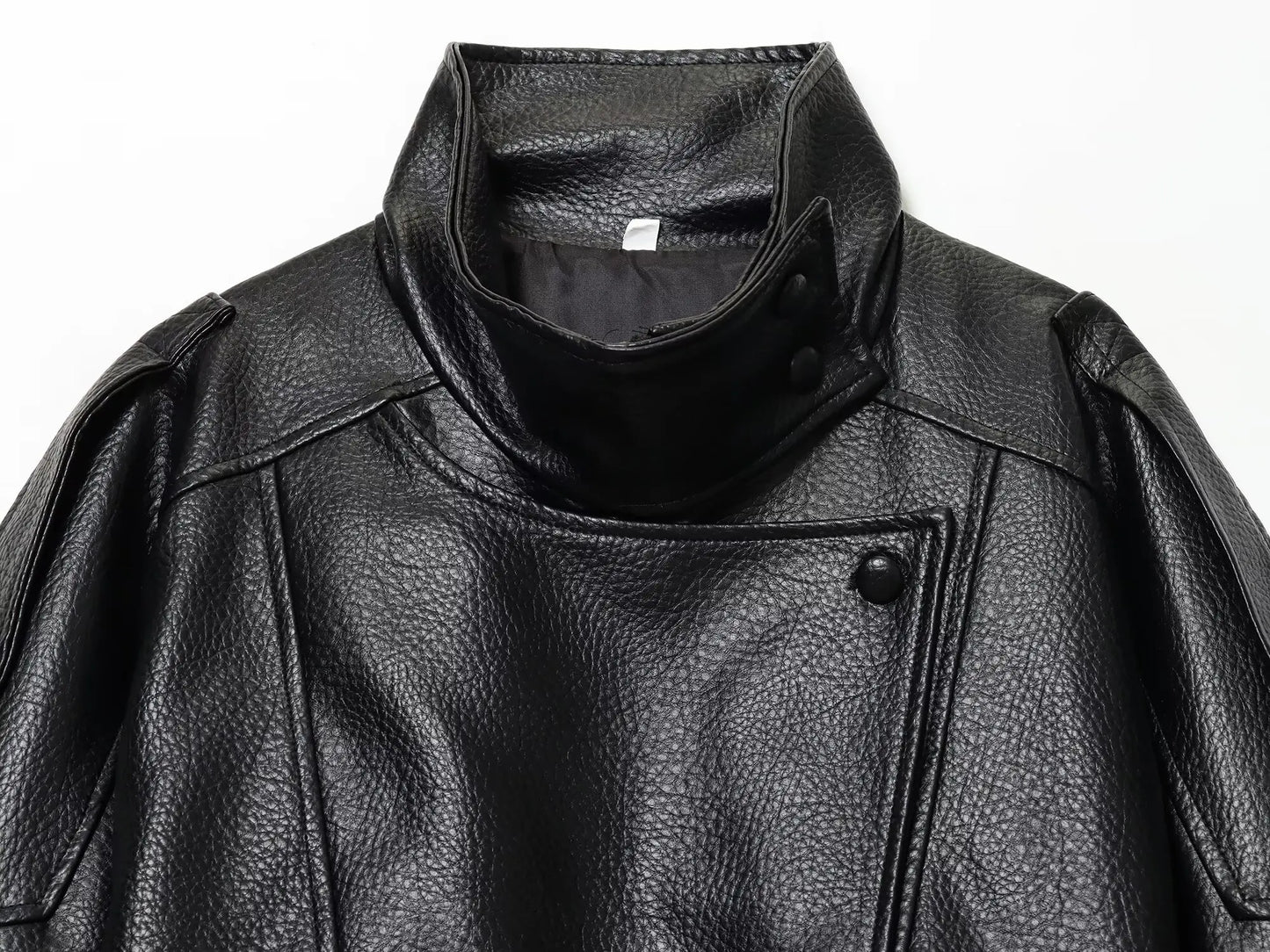 TFMLN – vestes Chic en Faux cuir noir pour femme, manteaux surdimensionnés élastiques à manches longues avec boutons, mode automne hiver 2025