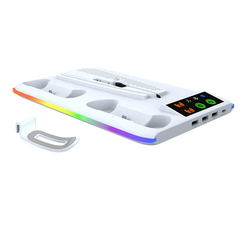 Support de refroidissement pour PS5/Slim/Pro, avec Station de charge de contrôleur LED, ventilateur de refroidissement à 3 vitesses pour accessoires de Console PlayStation 5