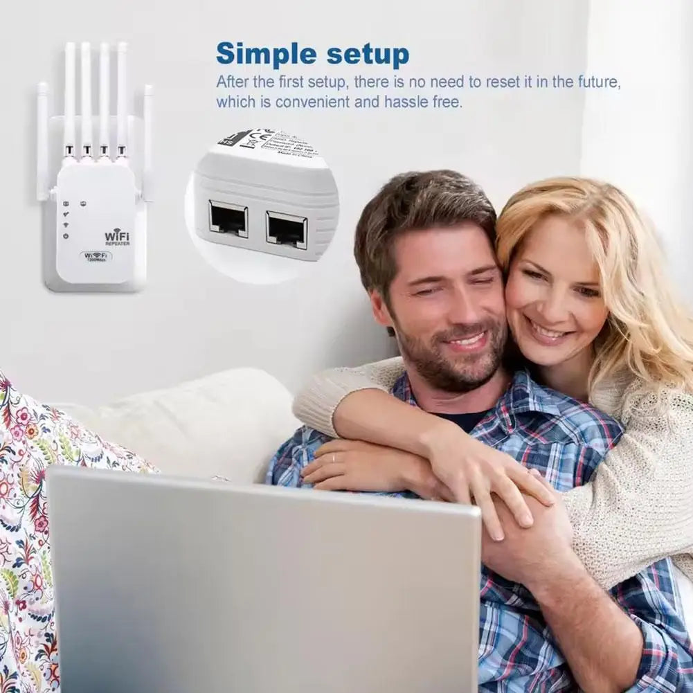 Répéteur WiFi avec 5 antennes pour une connexion stable à la maison, installation simple et sans souci