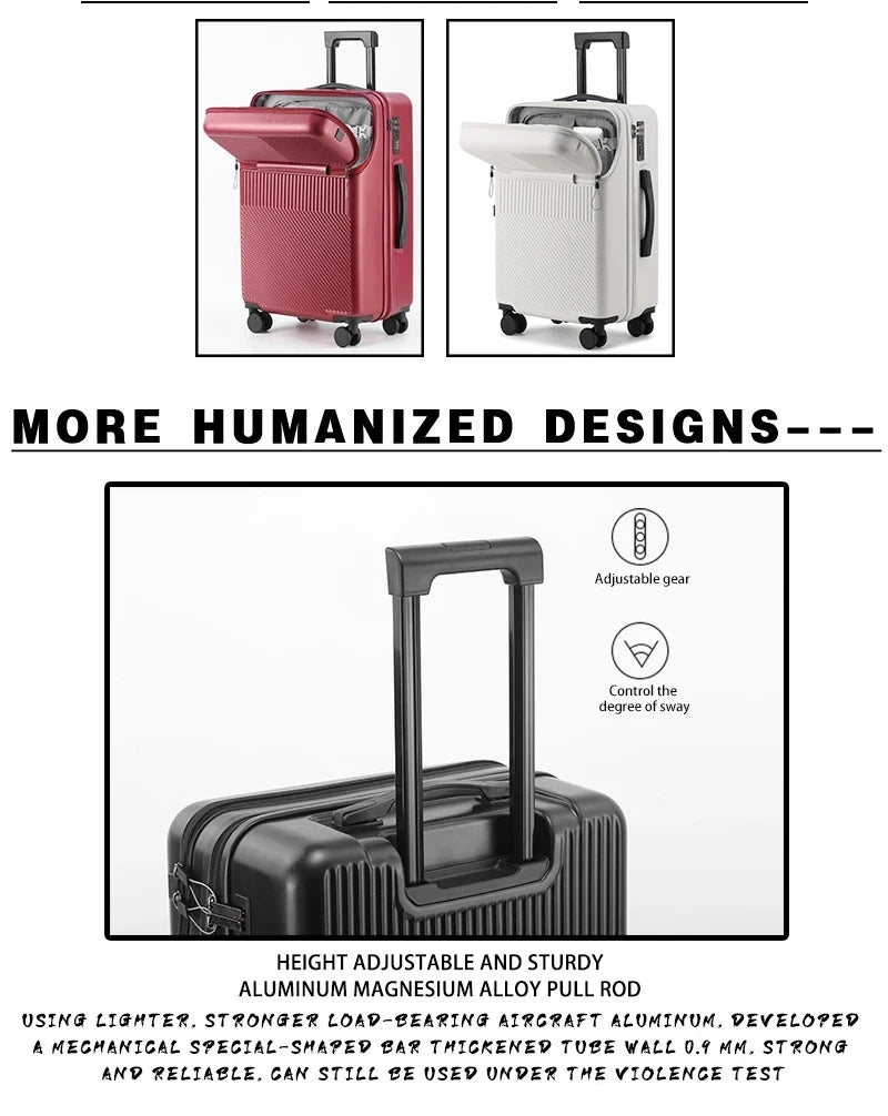Valise bagages valise d'affaires élégante avec porte-gobelet compacte 20 pouces légère bagage à main