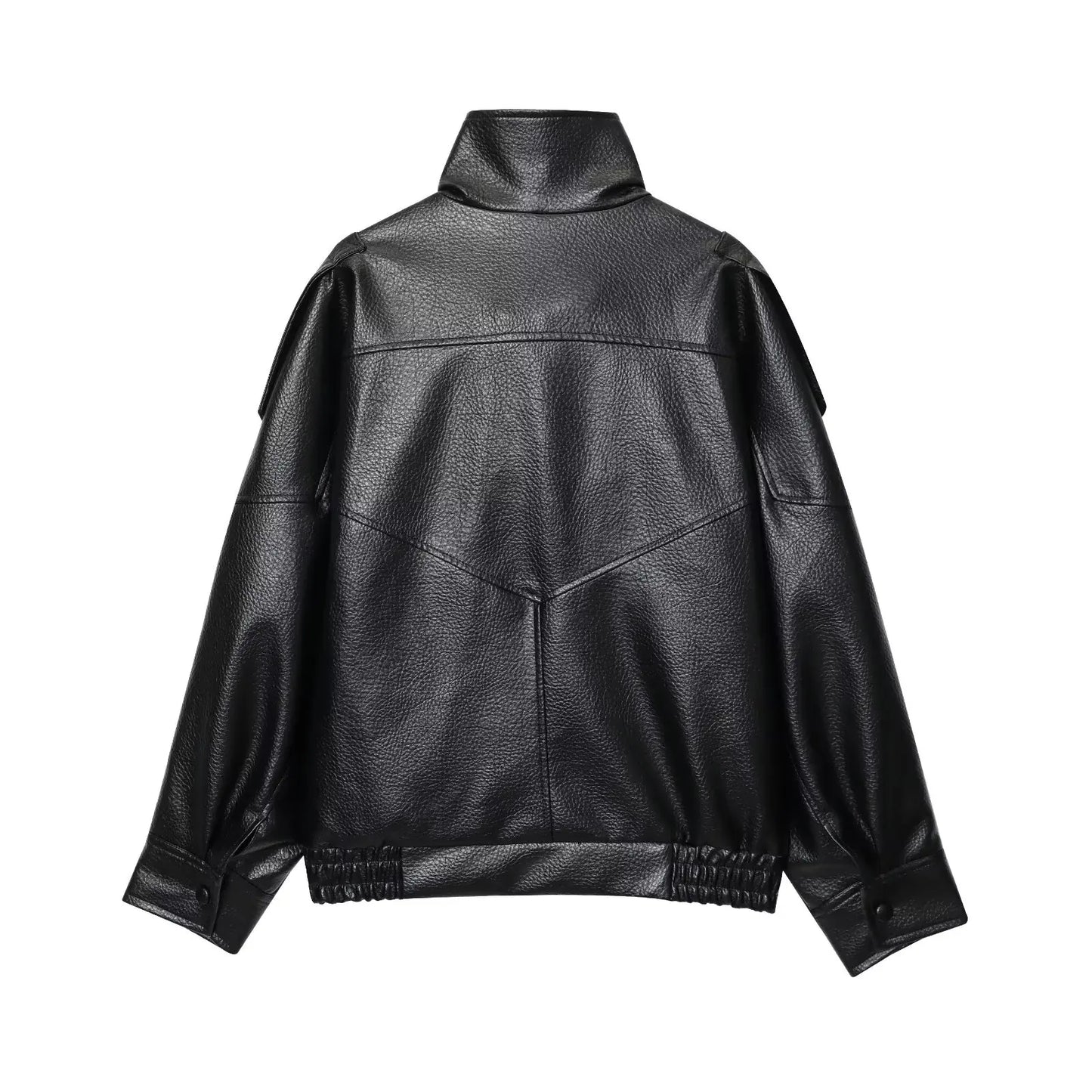 TFMLN – vestes Chic en Faux cuir noir pour femme, manteaux surdimensionnés élastiques à manches longues avec boutons, mode automne hiver 2025