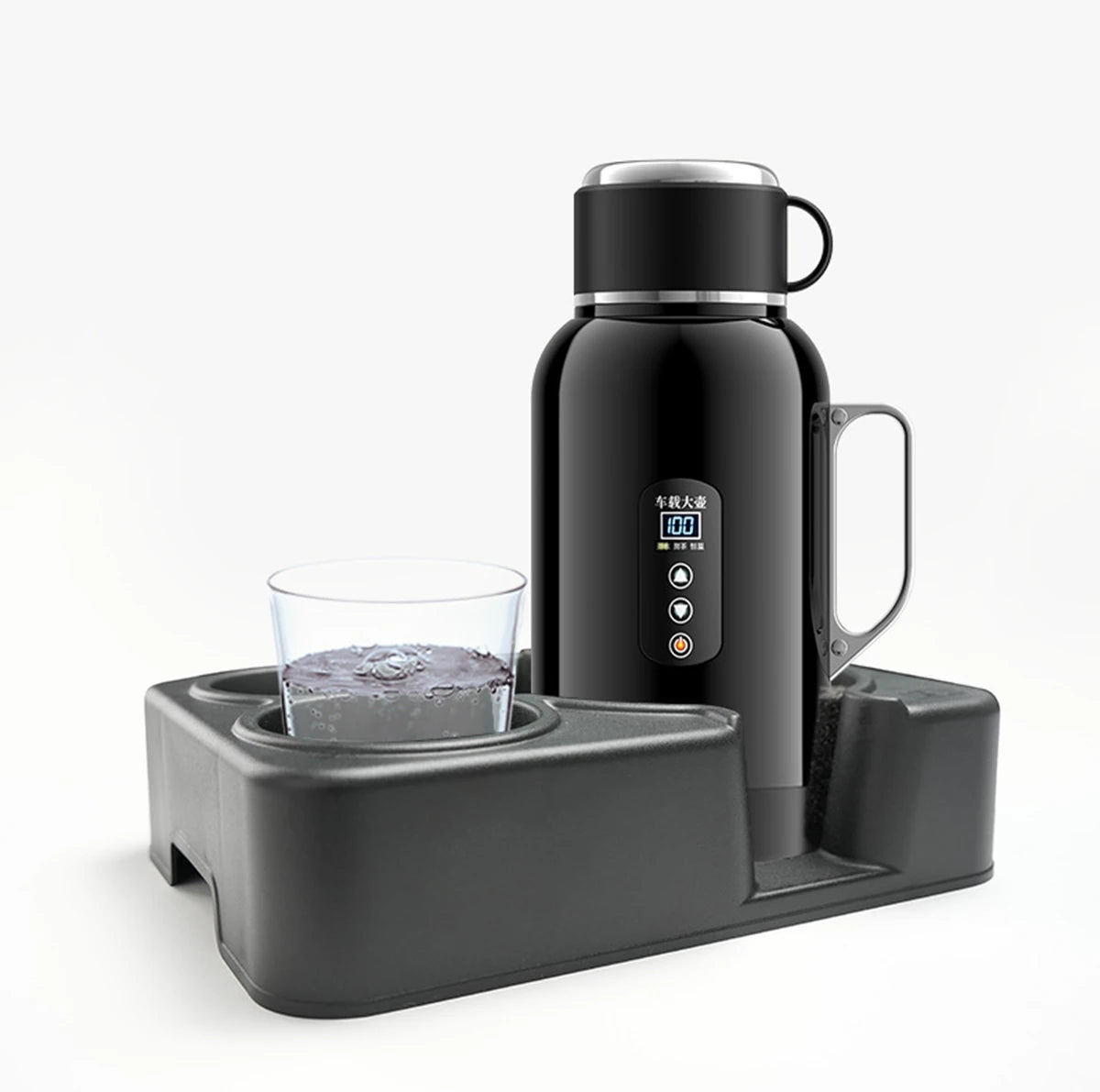 Gourde chauffante intelligente avec écran numérique et support de voiture, eau chaude prête à boire