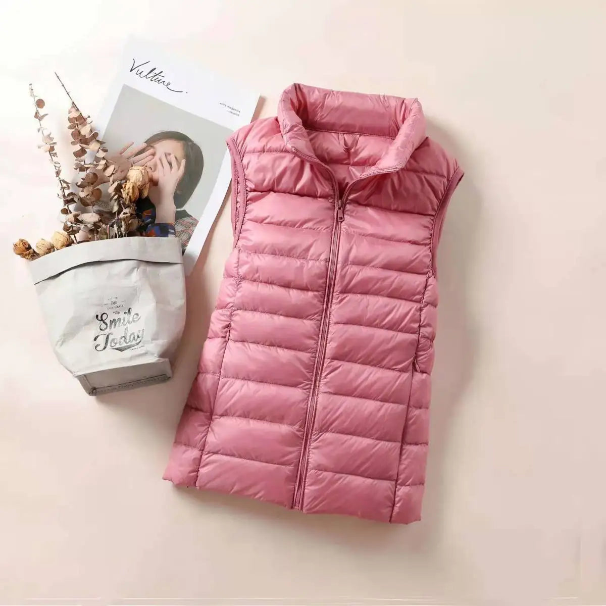 Nouveau Gilet Ultra Léger en Duvet pour Femme 2026 – Veste Sans Manches Slim Portable Coupe-Vent Légère pour Fille