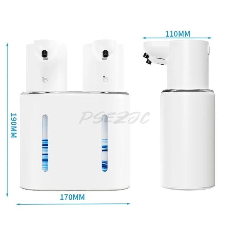 Distributeur automatique de savon sans contact, design moderne, dimensions 190x170x110mm, idéal pour salle de bain ou cuisine