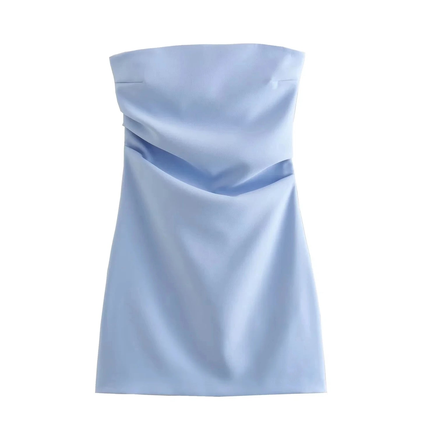 TRAF robe femmes épaules dénudées Corset robes courtes froncé dos nu bleu noir blanc robe femme Sexy moulante robes de soirée