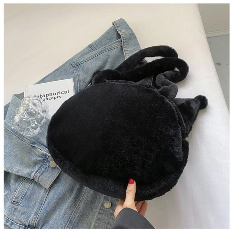 Sanrio mignon doux polyvalent grande capacité en peluche sac à bandoulière femme nouveau Kulomi sac à main dessin animé sac en peluche sac de messager