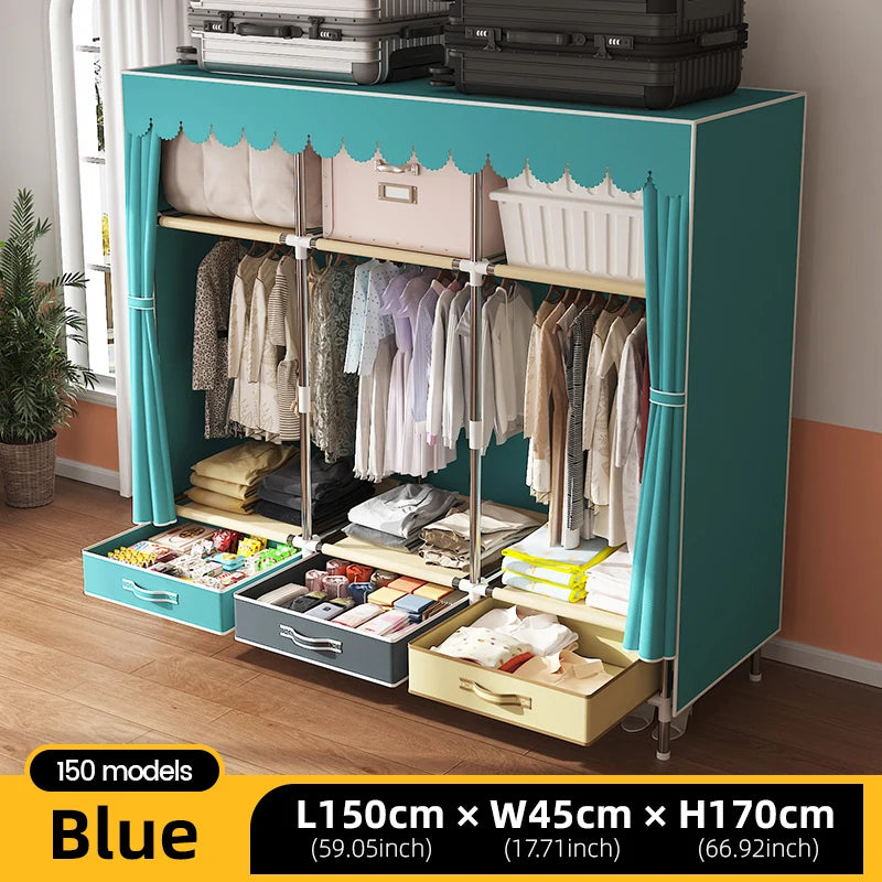 Grande armoire en tissu, organisateur de placard Portable, armoire de rangement multicouche anti-poussière pour salle de location ou chambre à coucher