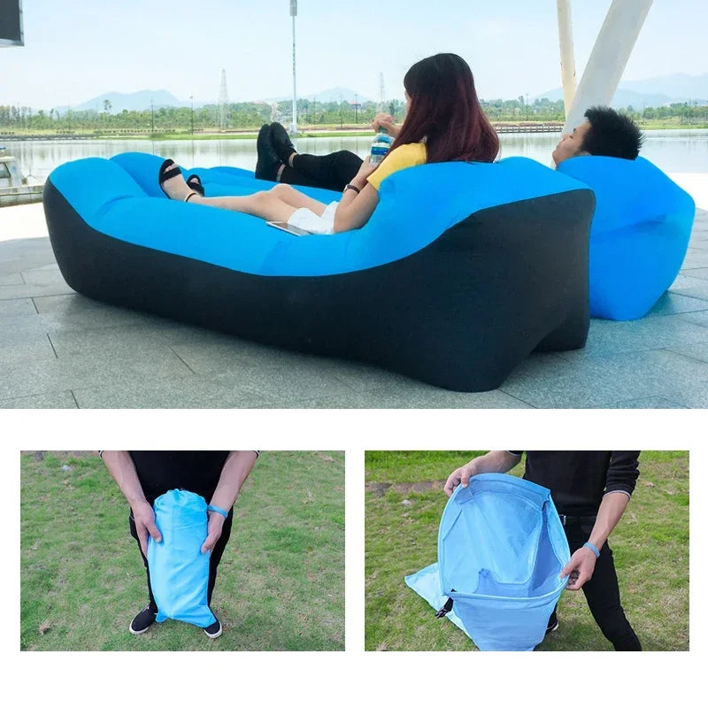 Tendance produits de plein Air canapé-lit gonflable rapide sac de couchage de bonne qualité sac gonflable sac paresseux canapé de plage 240*70 cm
