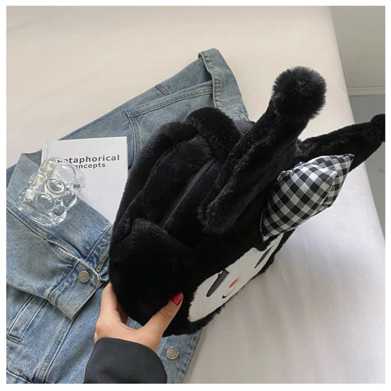 Sanrio mignon doux polyvalent grande capacité en peluche sac à bandoulière femme nouveau Kulomi sac à main dessin animé sac en peluche sac de messager