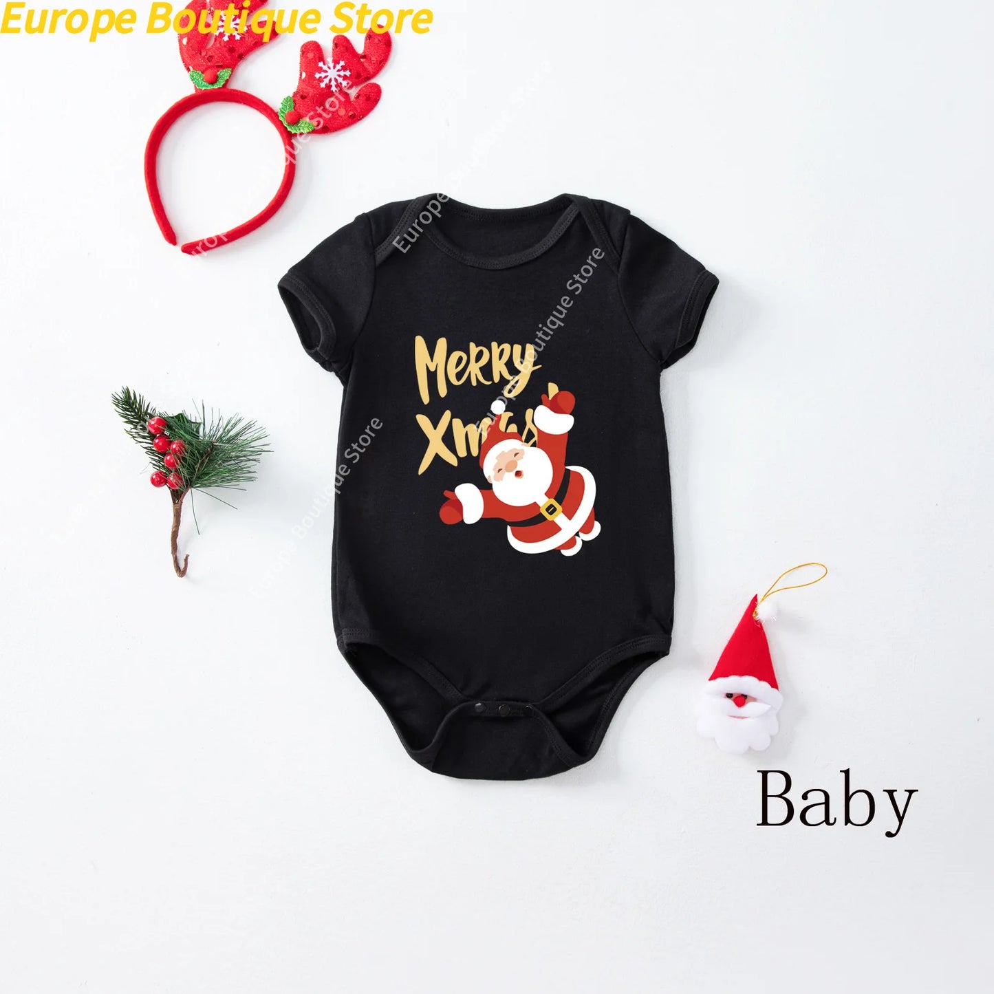 Costume du nouvel an 2025, ensemble pyjama de noël à manches courtes, tenues assorties pour famille/couples/enfants, T-shirt + pantalon, vêtements de nuit