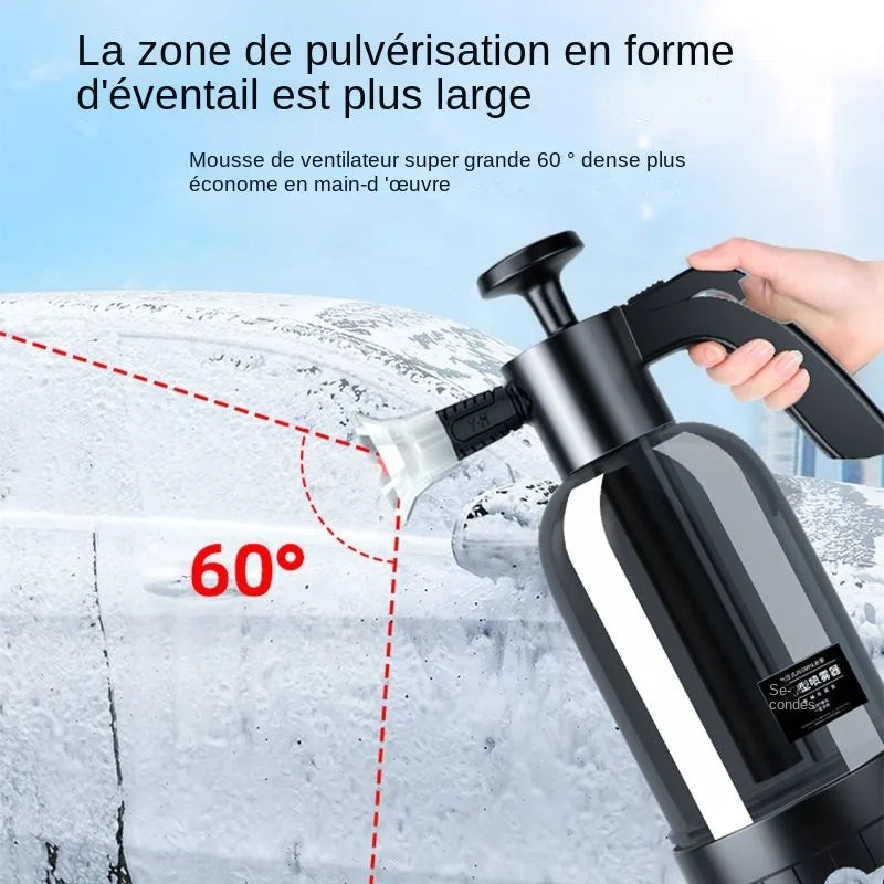 Pulvérisateur de mousse à pompe à main avec 3 types de buses, canon à mousse pneumatique à main, pulvérisateur de mousse de neige, bouteille de lavage de voiture, fenêtre de voiture, livres, 2L
