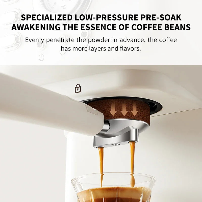 Machine à café expresso italienne 220V, en acier inoxydable, semi-automatique, mousseur à lait Commercial, pour le bureau