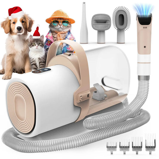 AIRROBO PG50 Kit de toilettage pour chiens, aspirateur de toilettage pour chiens 5 en 1, poussière 2,5 L, 11 000 Pa, super aspiration pour poils d'animaux, faible bruit