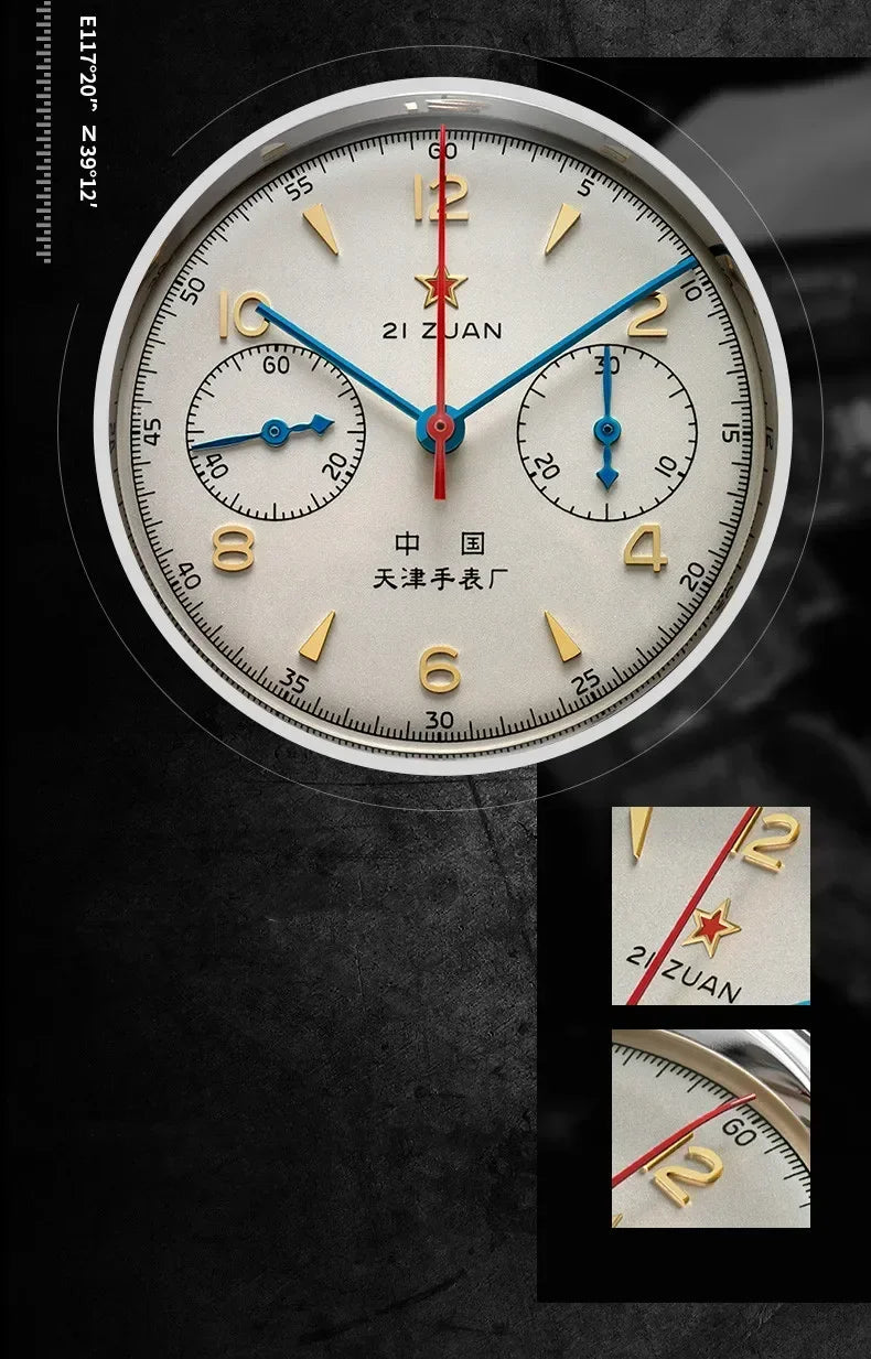Montres pour hommes 1963 pilote montre automatique 42mm étanche rétro quartz chronographe montre habillée vintage