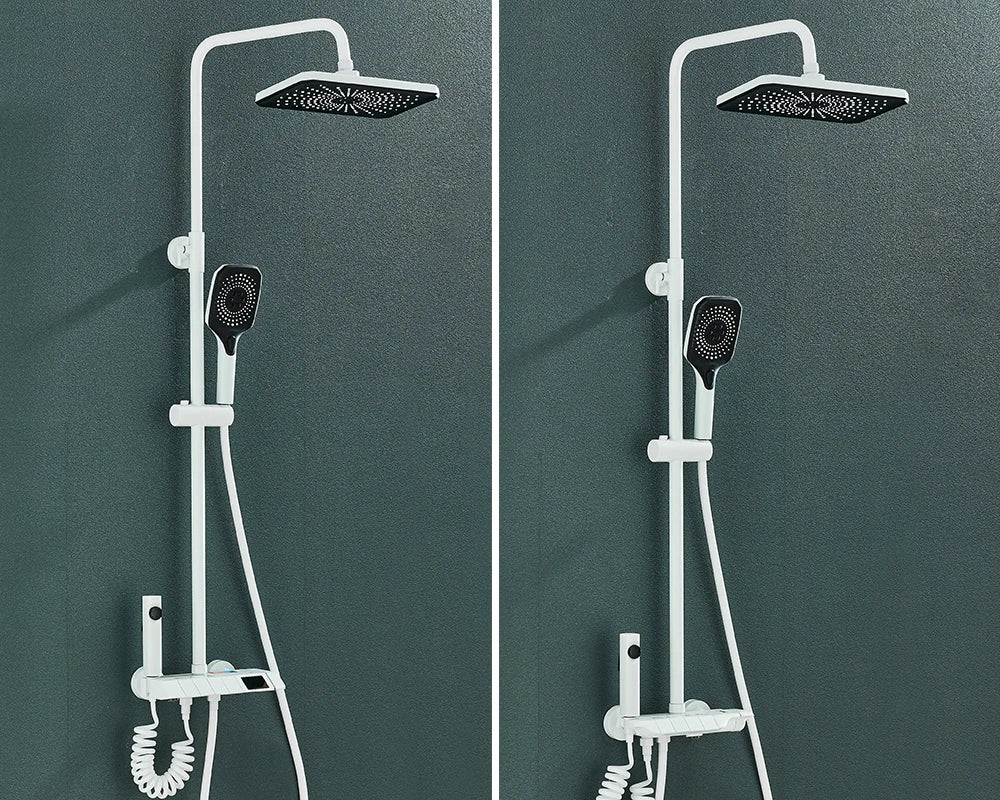 Rozin – ensemble de robinets de douche à affichage numérique intelligent noir, système de salle de bains à pluie de Style Piano, mitigeur numérique gris, douche de Bidet