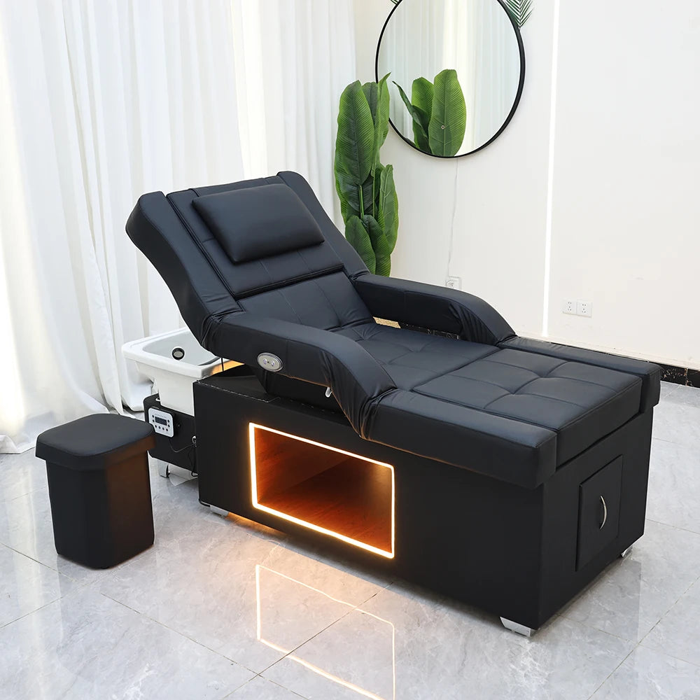 Lit de lavage de cheveux XinSheng pour salon de coiffure, table de massage thaïlandaise, mobilier commercial pour barbier avec bassin de bain de pieds