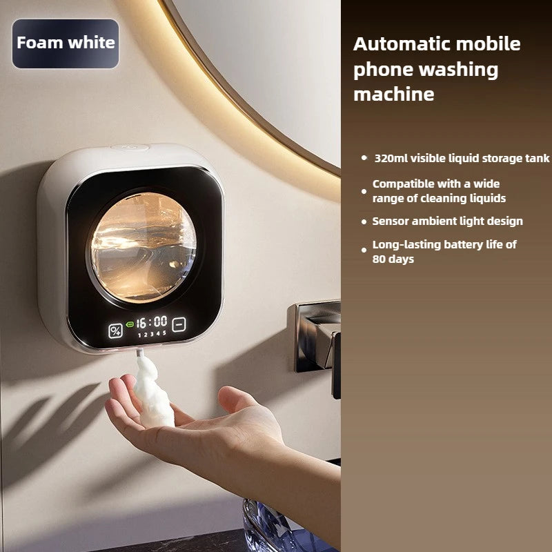 Distributeur de savon automatique mural, grande capacité, capteur Rechargeable sans contact, cuisine avec nettoyage intelligent LED