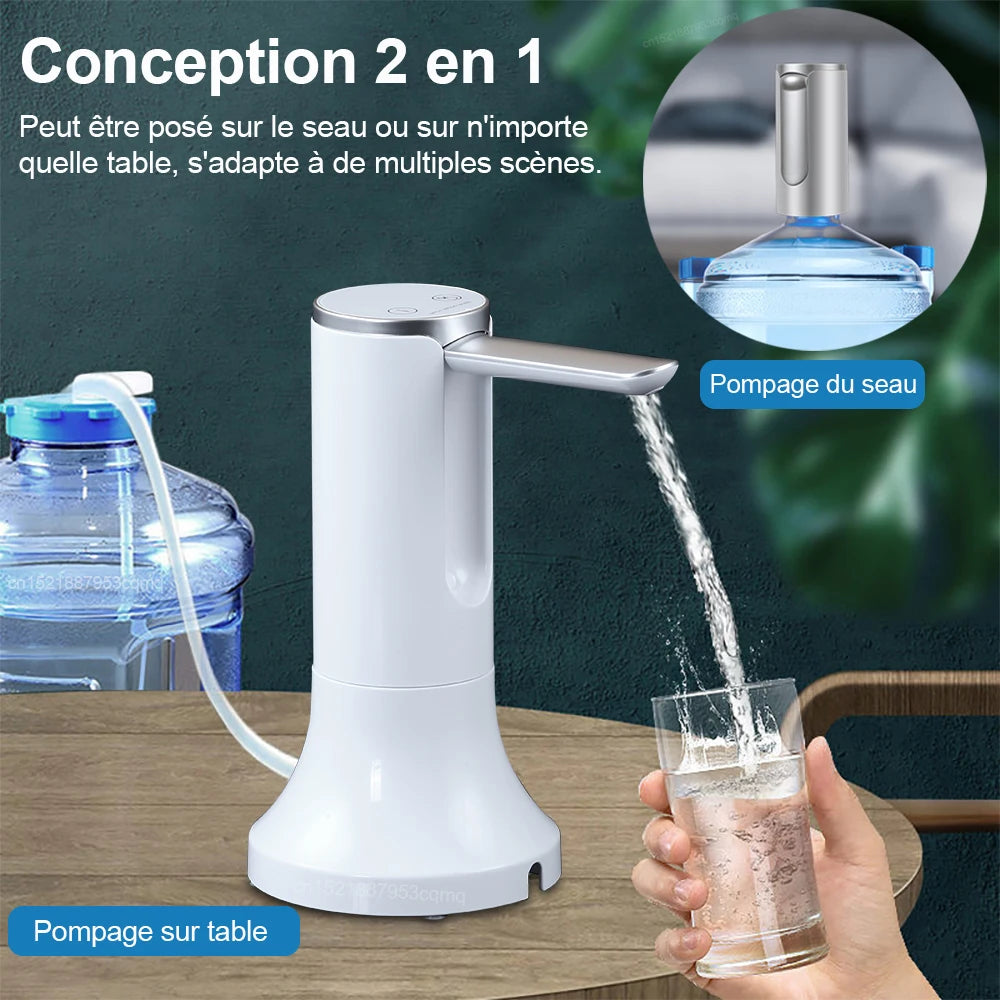 Pompe à eau électrique 2 en 1 pour seau ou table, distributeur d'eau portable et pratique