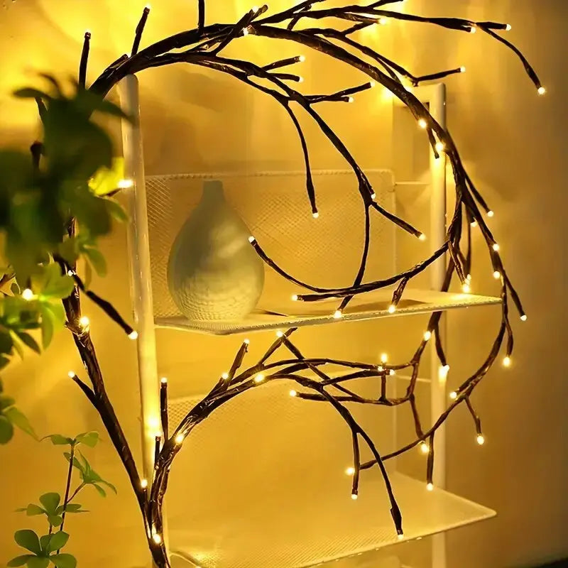 1PC 96LED s lumières de vigne de saule solaire, bricolage extérieur étanche chaîne lumières, lampes murales pour jardin, porche, magasin, terrasse, décor de voie