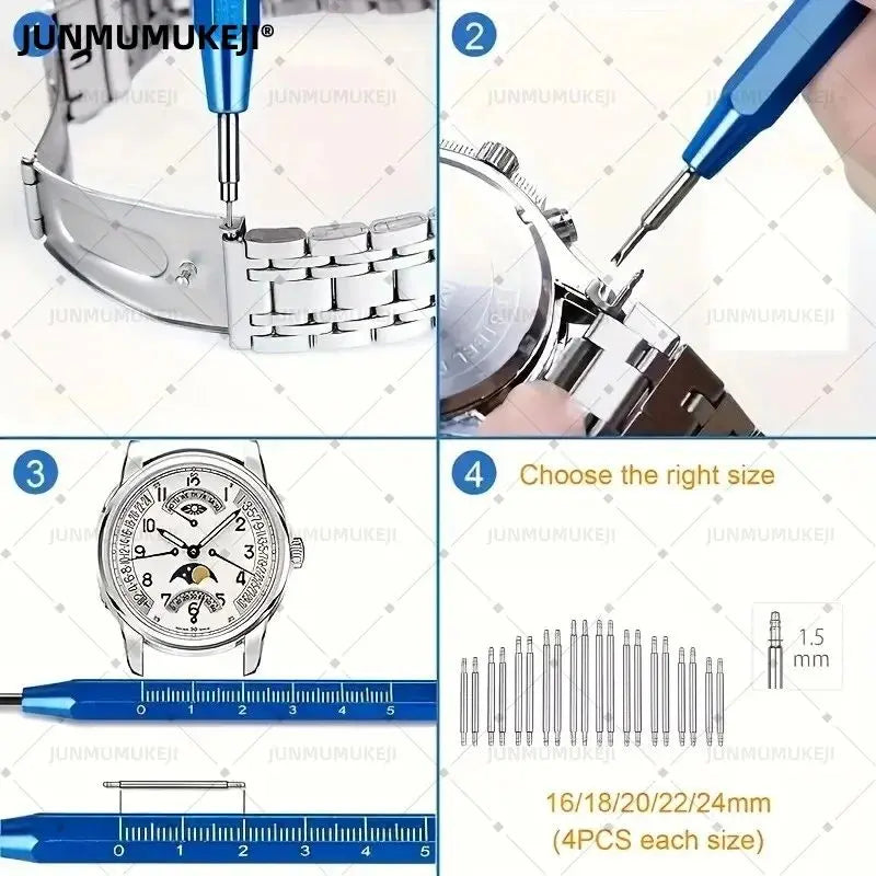 Outils de réparation d'entretien de montres, réglage des sangles de montre, remplacement de 24.com 147 pièces, démontage et installation