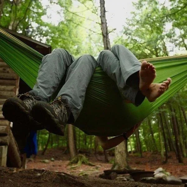 Hamac de camping individuel d'extérieur, en tissu parachute de nylon coloré, lit suspendu portable haute résistance