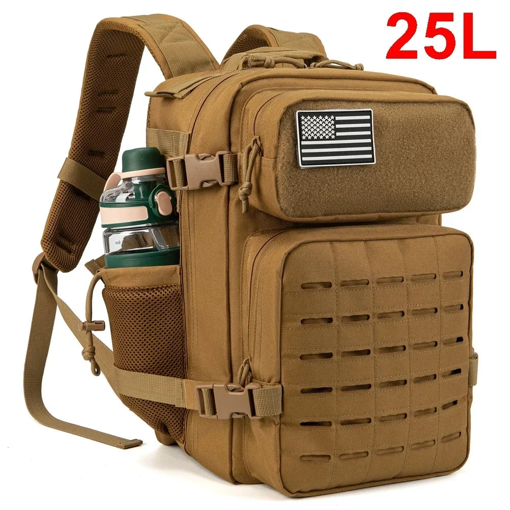 25L sac à dos tactique sac de plein air sac à dos de fitness sac à dos MOLLE femmes/hommes randonnée sac à dos de survie hommes double porte-gobelet