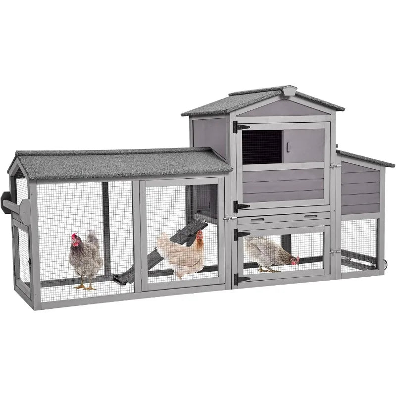 Poulailler, maison de poulailler mobile avec roulettes, cage de volaille extérieure avec boîte de nidification, plateau extractible étanche et UV-