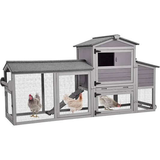 Poulailler, maison de poulailler mobile avec roulettes, cage de volaille extérieure avec boîte de nidification, plateau extractible étanche et UV-