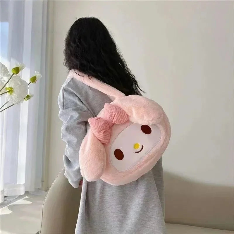 Sanrio mignon doux polyvalent grande capacité en peluche sac à bandoulière femme nouveau Kulomi sac à main dessin animé sac en peluche sac de messager