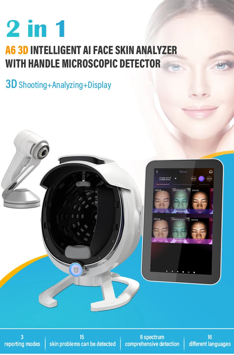 Analyseur de peau visuel facial intelligent 3D numérique AI, haute Configuration 36 millions A6, avec détecteur microscopique portatif, 2026