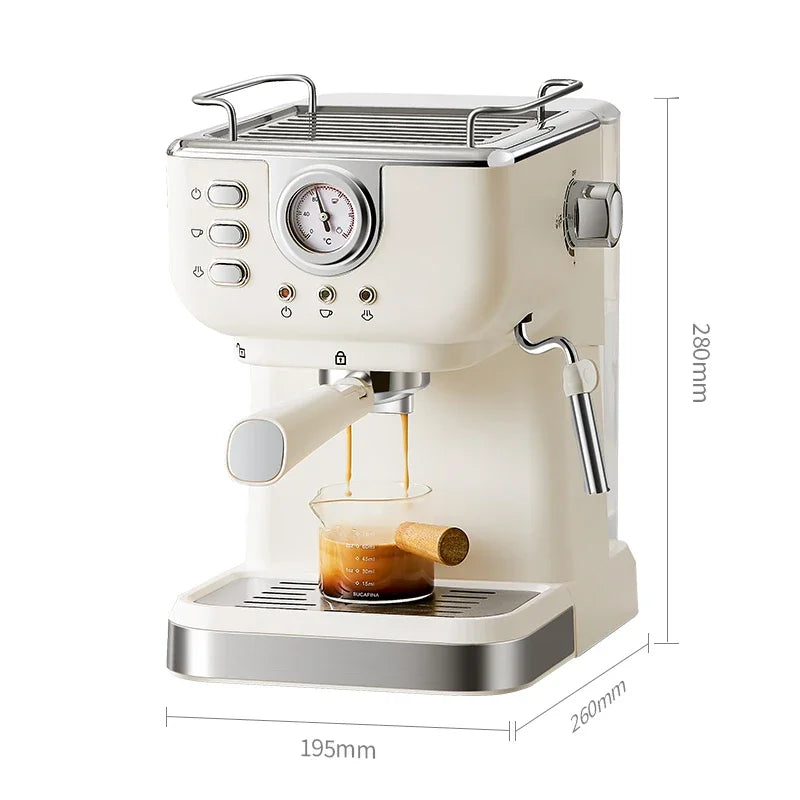 Machine à café expresso italienne 220V, en acier inoxydable, semi-automatique, mousseur à lait Commercial, pour le bureau