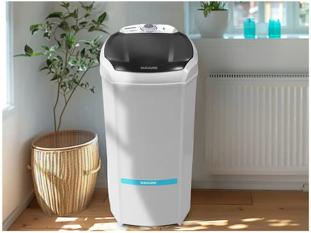 Machine à laver portable SUGGAR blanche, compacte, idéale pour petit espace ou voyage, design moderne