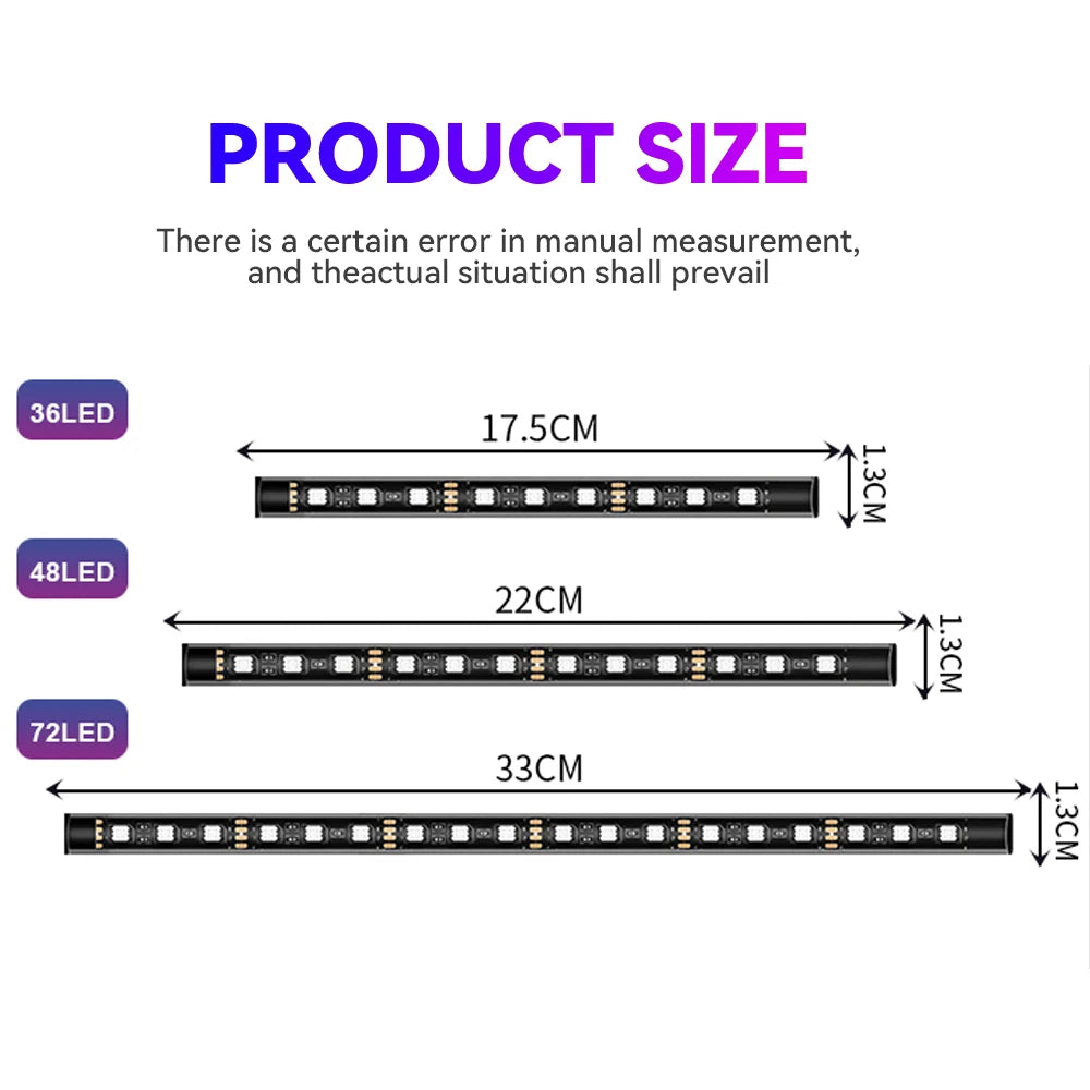 Kit de lumière d'ambiance pour intérieur de voiture, néon 36 48 72 LED, rétro-éclairage, application à distance, contrôle de la musique, lampe décorative d'ambiance RGB automatique