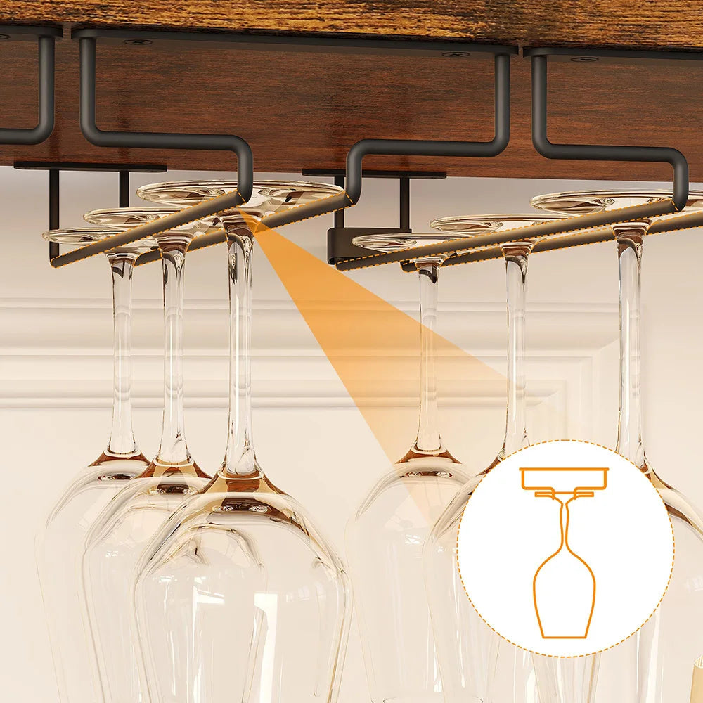 Armoire à vin rétro avec lumières LED 7 couleurs, porte-bouteille réglable et support en verre, stockage de boissons multifonctionnel pour Bar à domicile