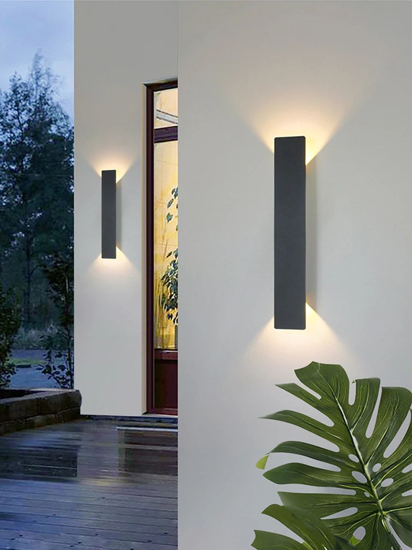 Applique murale extérieure étanche lampe à LED moderne noir blanc aluminium vers le haut lumière inférieure appliques étanche IP65 110V 220V luminaires