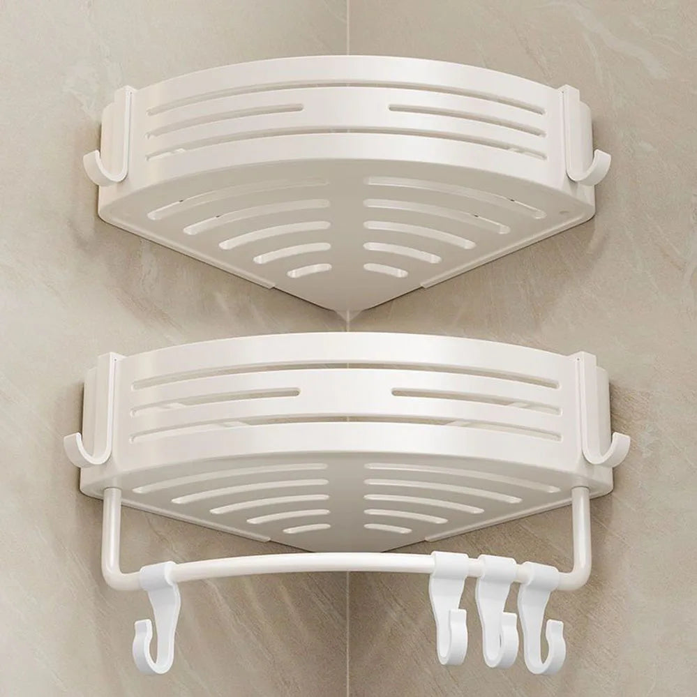 Étagère de rangement murale pour salle de bain, support d'angle mural pour salle de bain, organisateur de cuisine, étagère de rangement en aluminium blanc