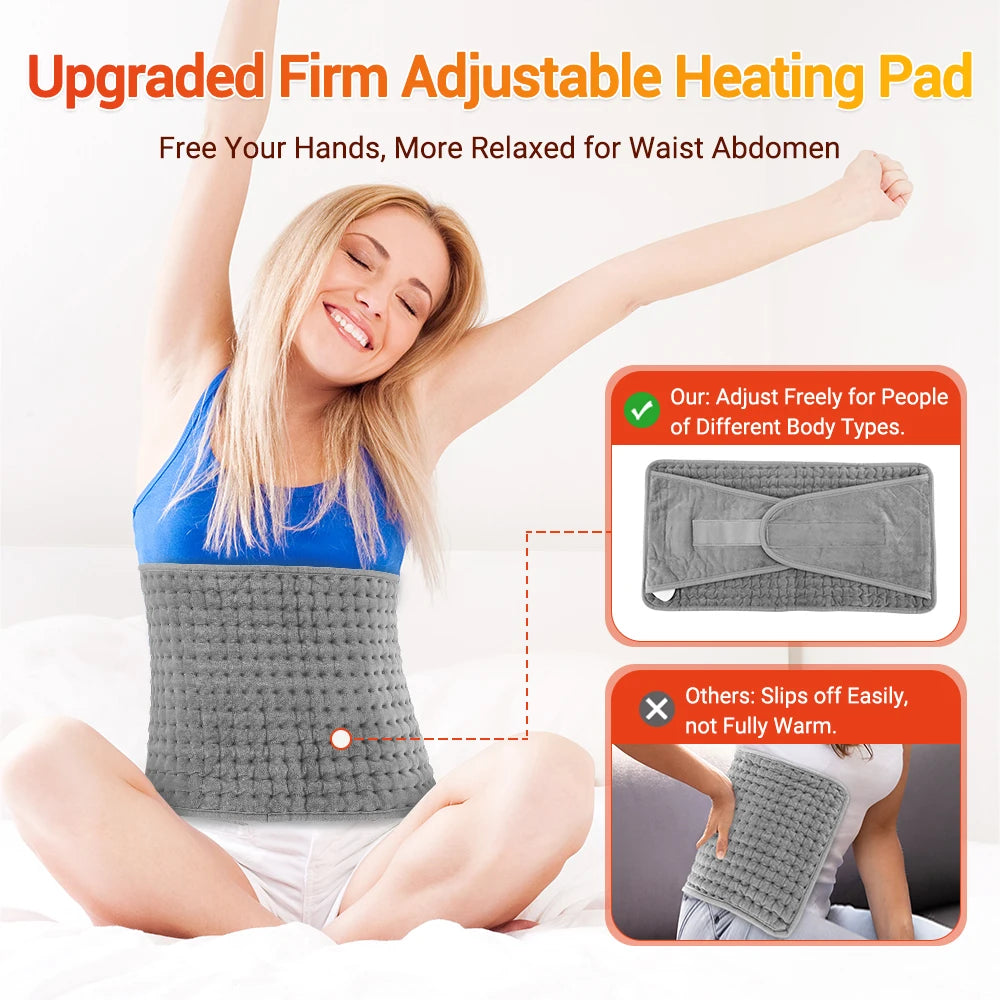 Coussin chauffant ajustable pour abdomen et taille, confortable et antidérapant, idéal pour détente et soulagement
