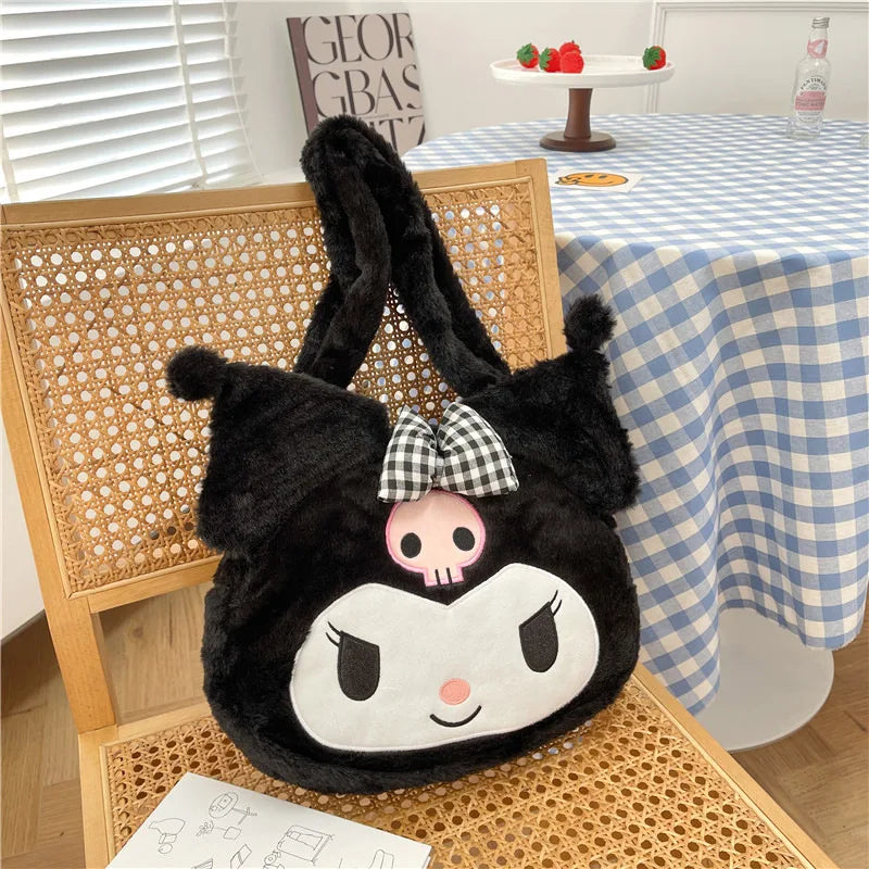 Sanrio mignon doux polyvalent grande capacité en peluche sac à bandoulière femme nouveau Kulomi sac à main dessin animé sac en peluche sac de messager