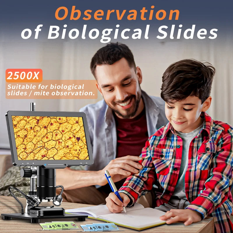 Microscope numérique HDMI 2500X, 3 objectifs 2K, caméra vidéo, écran IPS 10.1 pouces, bricolage, réparation de téléphones électroniques, outils de soudage