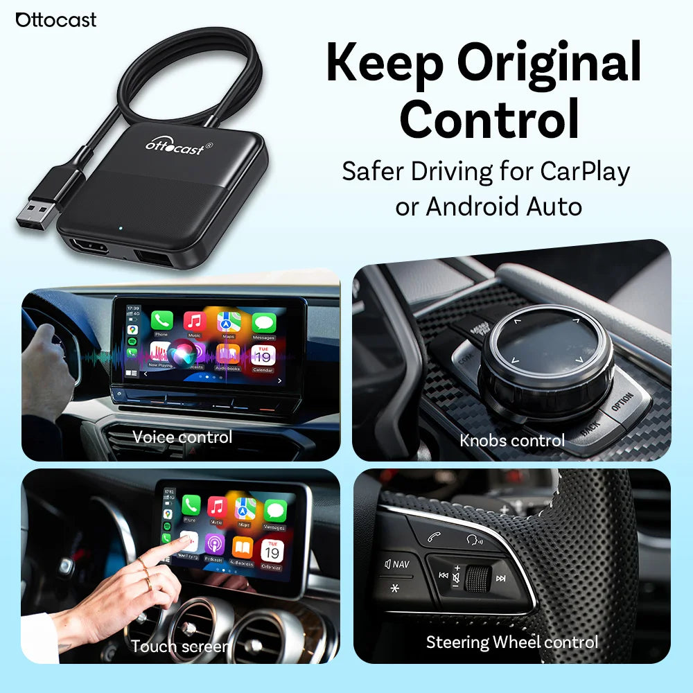 Ottocast voiture TV Mate Max Express 4 en 1 sans fil CarPlay Android Auto filaire DisplayPort dispositif écran miroir TV bâton pour voiture