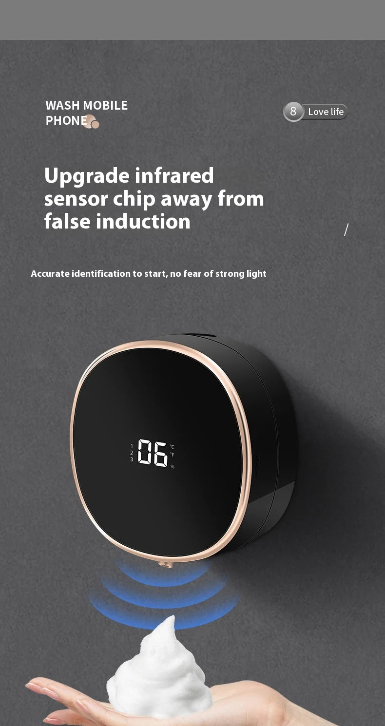 Distributeur automatique de savon liquide pour vaisselle, rechargeable, électrique, à fixation murale, à capteur, moussant, intelligent, sans contact, pour cuisine et salle de bain