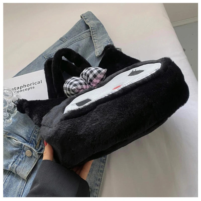 Sanrio mignon doux polyvalent grande capacité en peluche sac à bandoulière femme nouveau Kulomi sac à main dessin animé sac en peluche sac de messager